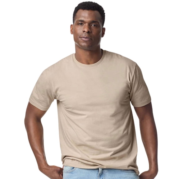 Gildan Unisex Short Sleeve Light T-Shirt 100% Cotton Modern Classic Fit Crew Neck Tee (Sand, S)