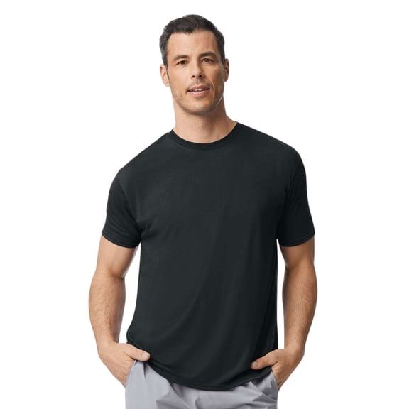 Gildan Unisex Short Sleeve T-Shirt 100% Polyester Breathable Modern Classic Fit Tee (Black, M)