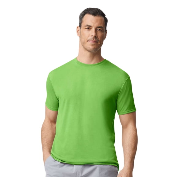 Gildan Unisex Short Sleeve T-Shirt 100% Polyester Breathable Modern Classic Fit Tee (Lime, M)