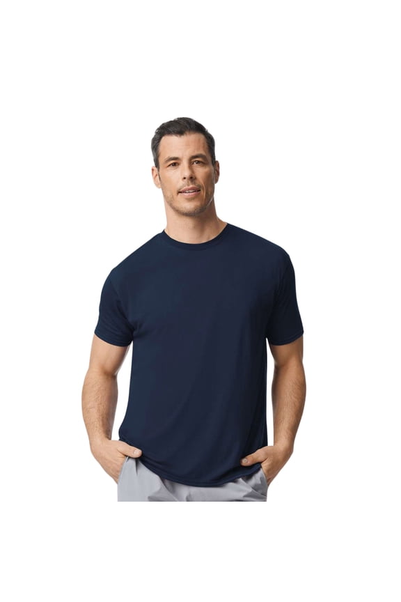 Unisex Short Sleeve T-Shirt 100% Polyester Breathable Modern Classic Fit Tee (Navy, 3XL)