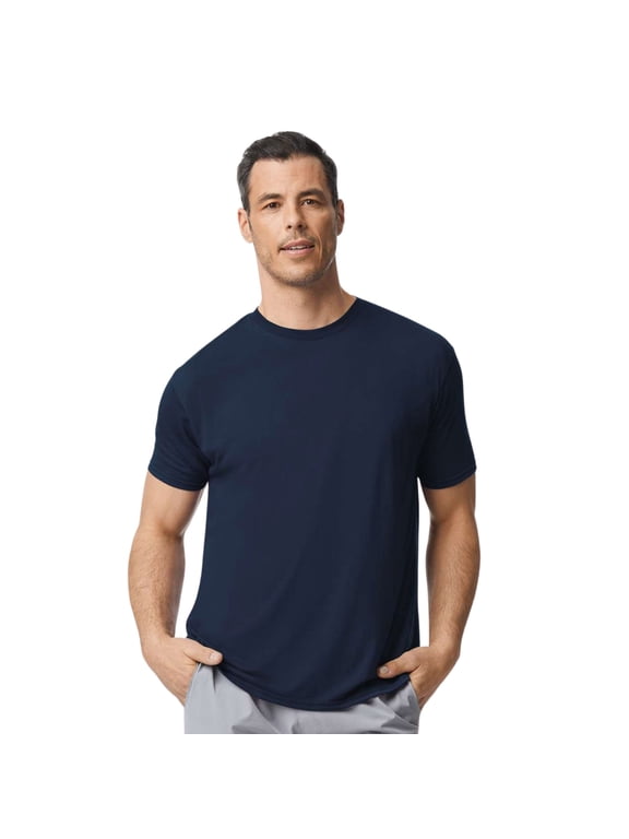 Unisex Short Sleeve T-Shirt 100% Polyester Breathable Modern Classic Fit Tee (Navy, S)