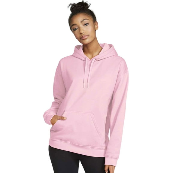 Gildan Unisex Softstyle Hooded Sweatshirt, 80/20 Cotton/Polyester Winter Long Sleeve Fleece Hoodies (Light Pink, XL)