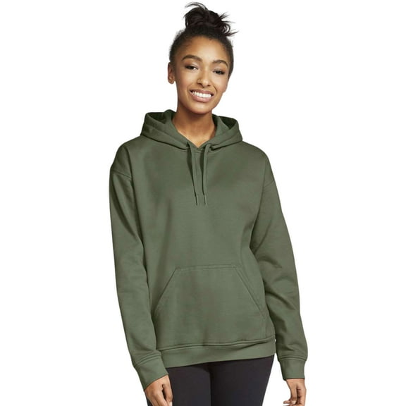 Gildan Unisex Softstyle Hooded Sweatshirt, 80/20 Cotton/Polyester Winter Long Sleeve Fleece Hoodies (Military Green, M)