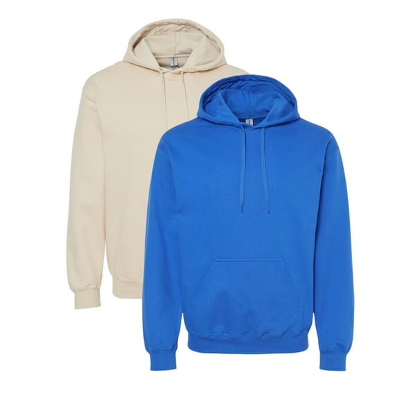 Gildan Unisex Softstyle Hooded Sweatshirt, 80/20 Cotton/Polyester Winter Long Sleeve Fleece Hoodies (Sand Royal 2 Pack, XL)