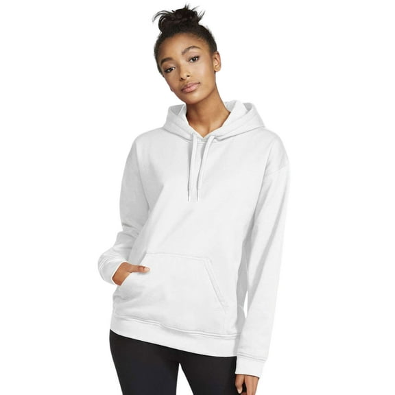 Gildan Unisex Softstyle Hooded Sweatshirt, 80/20 Cotton/Polyester Winter Long Sleeve Fleece Hoodies (White, L)
