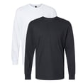 thumbnail image 1 of Gildan Unisex Softstyle Long Sleeve T-Shirt 60/40 Ring-Spun Cotton/Polyester Crewneck Classic Fit Casual Tee (Pitch-Black+White 2 Pack, L), 1 of 7