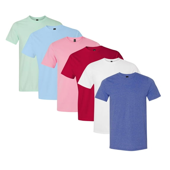 Gildan Unisex Softstyle T-Shirt 100% Ring-Spun Cotton, Lightweight Plain Tees in Bulk Packs, Assorted Colors (Bright Color 6 Pack, 2XL)