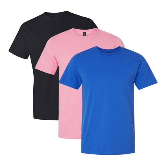 Gildan Unisex Softstyle T-Shirt 100% Ring-Spun Cotton, Lightweight Plain Tees in Bulk Packs, Assorted Colors (Bright+Dark Color 3 Pack, S)