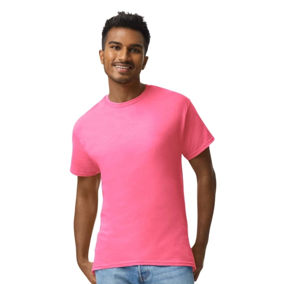 Gildan Unisex Ultra Cotton Crewneck T-Shirt Classic Tee Shirt (Safety Pink, L)