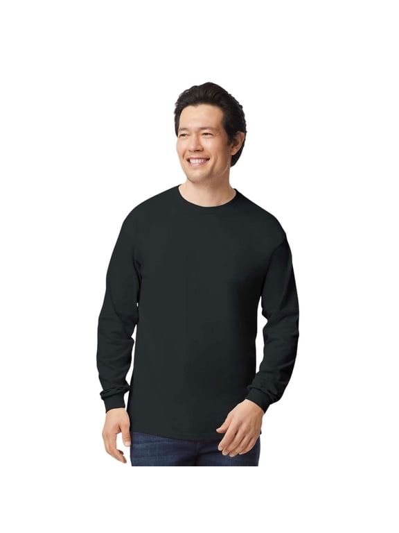 Unisex Ultra Cotton Long Sleeve T-Shirt 100% Cotton Classic Fit Casual Tee (Black, 4XL)