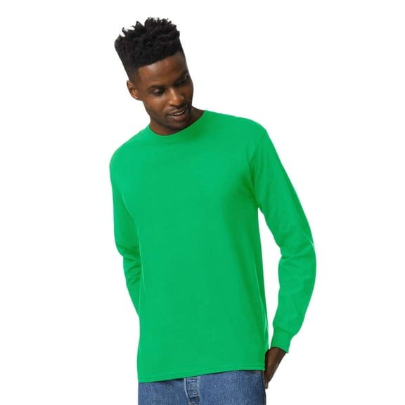 Gildan Unisex Ultra Cotton Long Sleeve T-Shirt 100% Cotton Classic Fit Casual Tee (Irish-Green, L)
