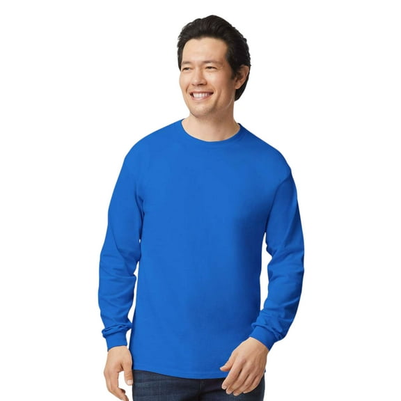 Gildan Unisex Ultra Cotton Long Sleeve T-Shirt 100% Cotton Classic Fit Casual Tee (Royal, L)