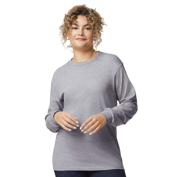 Gildan Unisex Ultra Cotton Long Sleeve T-Shirt 100% Cotton Classic Fit Casual Tee (Sport-Grey, L)