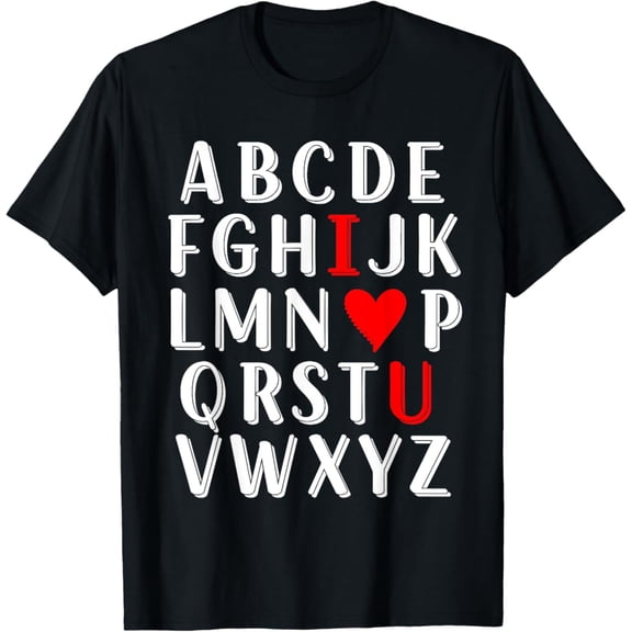 Gildan Valentine'S Day Abc I Love You Heart Teacher Boys T-Shirt Gift For Men Women Unisex Tee