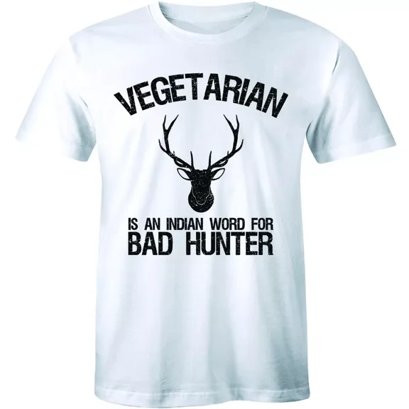Gildan Vegetarian Is An Old Indian Word For Bad Hunter New Men's Shirt Foodie Deer s