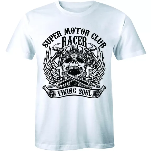 Gildan Viking Soul Biker Shirt Super Motor Club Racer Motorbike T-Shirt