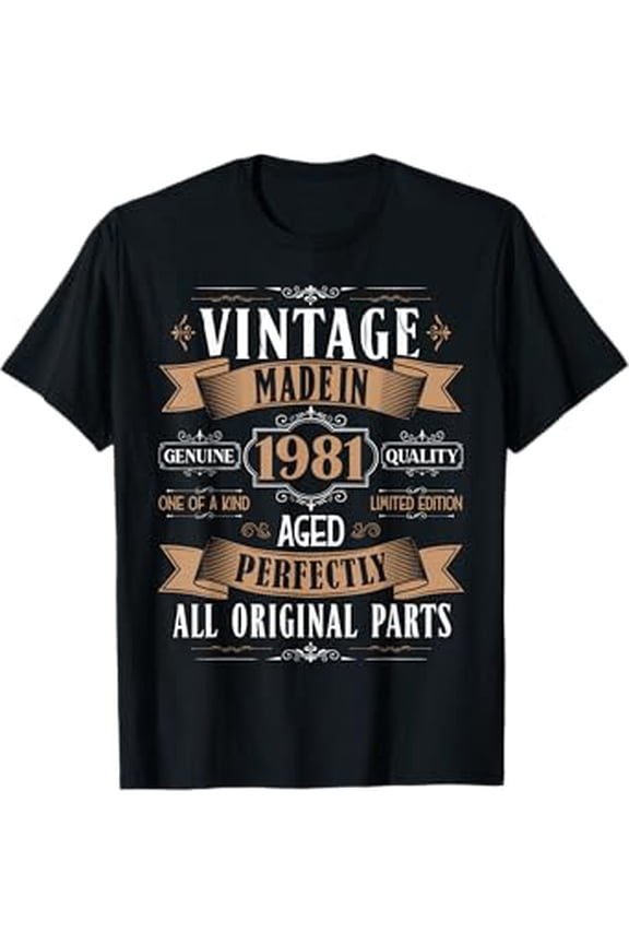 Vintage Birthday Gifts 44Th Birthday Men Born 1981 44 Years Old Bday Mens Hot Trending T-Shirt Unisex S To 5Xl
