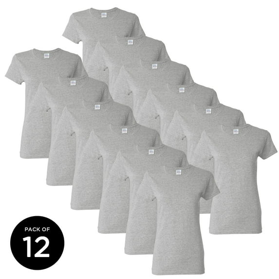 Gildan Women Grey T-Shirts Value Pack Shirts for Women - Single OR Pack of 6 Pack OR Pack of 12 Grey Shirts for Women Gildan T-shirts for Women Plain Shirrs Gray T-shirt Casual Shirt Basic Shirts