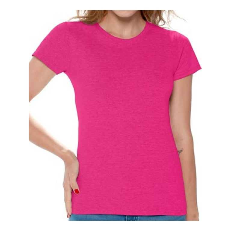 Gildan Women Pink T-Shirts Value Pack Shirts for Women - Single OR Pack of  6 OR Pack of 12 Cute Casual Plain Pink Shirts for Women Gildan T-shirts for Women  T-shirt Casual