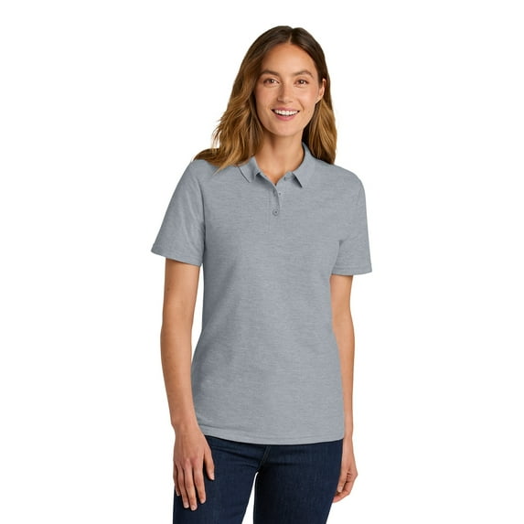 Gildan Women Softstyle Pique Polo, Short Sleeve Cotton Blend, Semi-Fitted, Sport Grey, Pack 1, S-2XL