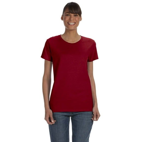 Gildan Women's 100 Percent Cotton Short Sleeve T-Shirt 5000L, 2-PACK, ANT CHERRY RED, S