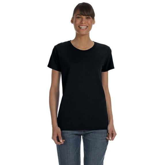 Gildan Women's 100 Percent Cotton Short Sleeve T-Shirt 5000L, 2-PACK, Black, S