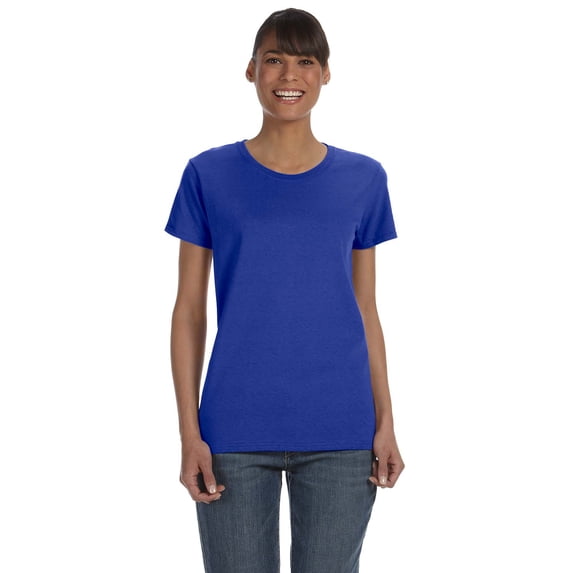Gildan Women's 100 Percent Cotton Short Sleeve T-Shirt 5000L, 2-PACK, Cobalt, L