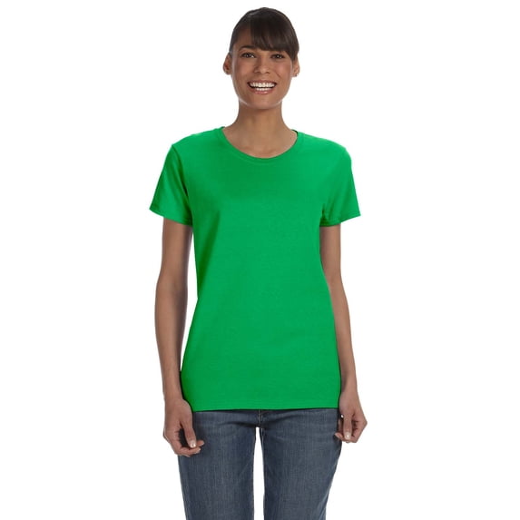 Gildan Women's 100 Percent Cotton Short Sleeve T-Shirt 5000L, 2-PACK, Electric Green, M