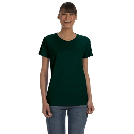 Gildan Women's 100 Percent Cotton Short Sleeve T-Shirt 5000L, 2-PACK, Forest Green, XL