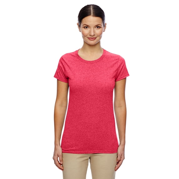 Gildan Women's 100 Percent Cotton Short Sleeve T-Shirt 5000L, 2-PACK, Heather Red, M