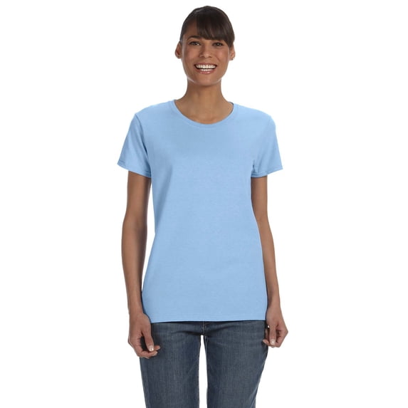 Gildan Women's 100 Percent Cotton Short Sleeve T-Shirt 5000L, 2-PACK, Light Blue, XL