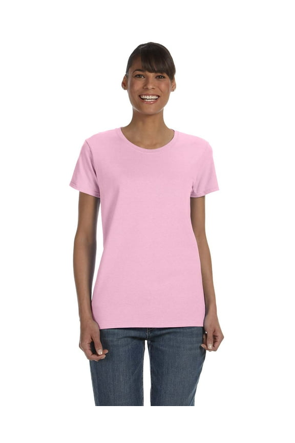 Women's 100 Percent Cotton Short Sleeve T-Shirt 5000L, 2-PACK, Light Pink, XL