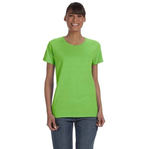Gildan Women's 100 Percent Cotton Short Sleeve T-Shirt 5000L, 2-PACK, Lime, L