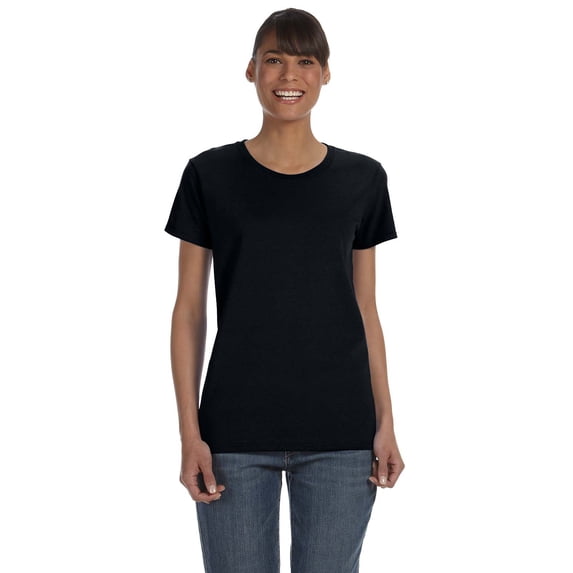 Gildan Women's 100 Percent Cotton Short Sleeve T-Shirt 5000L, 2-Pack, Black, L