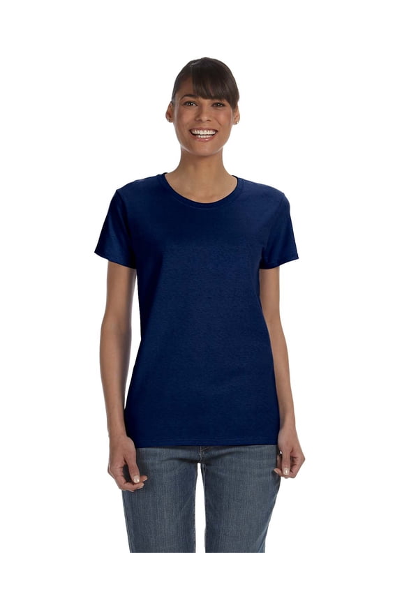 Women's 100 Percent Cotton Short Sleeve T-Shirt 5000L, 2-Pack, Navy, XL