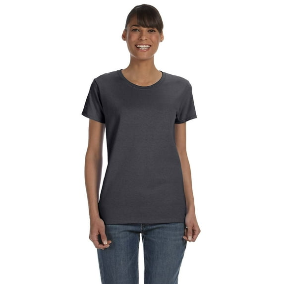 Gildan Women's 100 Percent Cotton Short Sleeve T-Shirt 5000L, Charcoal, L