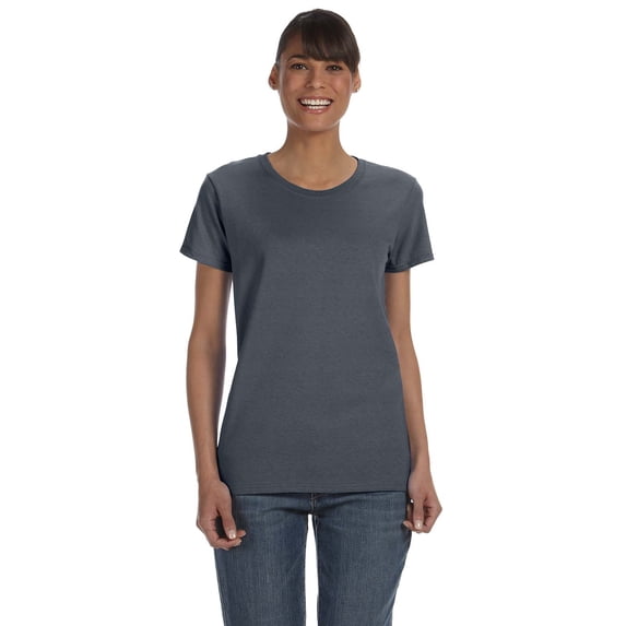 Gildan Women's 100 Percent Cotton Short Sleeve T-Shirt 5000L, Dark Heather, S