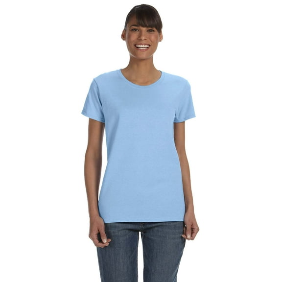 Gildan Women's 100 Percent Cotton Short Sleeve T-Shirt 5000L, Light Blue, 2X