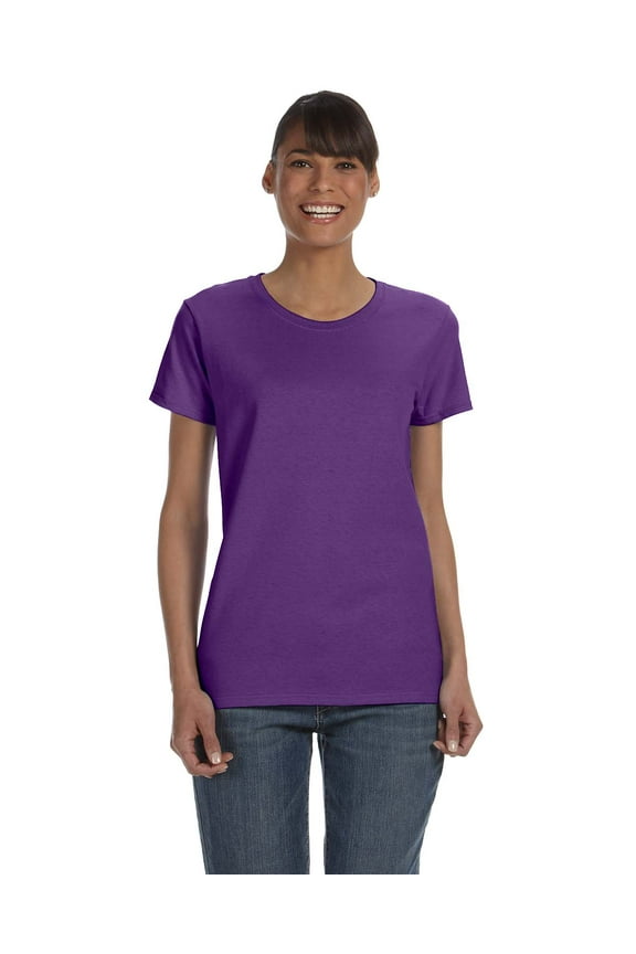Women's 100 Percent Cotton Short Sleeve T-Shirt 5000L, Purple, 3X