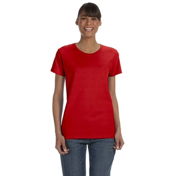 Gildan Women's 100 Percent Cotton Short Sleeve T-Shirt 5000L, Red, XL