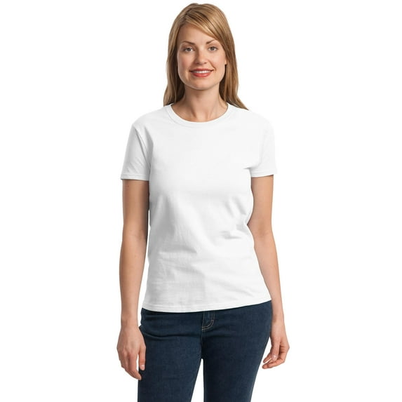 Gildan Women's 100 Percent Cotton Short Sleeve Taped Neck T-Shirt. 2000L