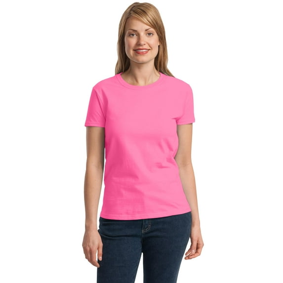 Gildan Women's 100 Percent Cotton Short Sleeve Taped Neck T-Shirt. 2000L
