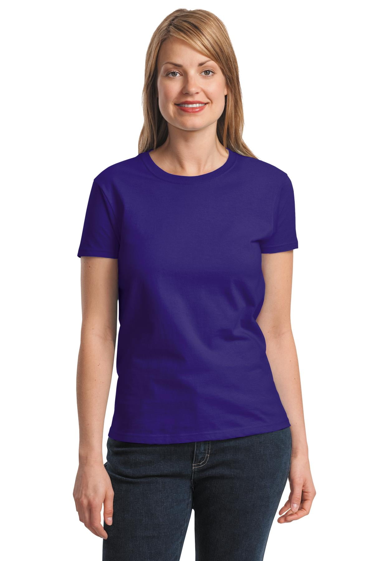 Gildan Women's 100 Percent Cotton Short Sleeve Taped Neck T-Shirt ...