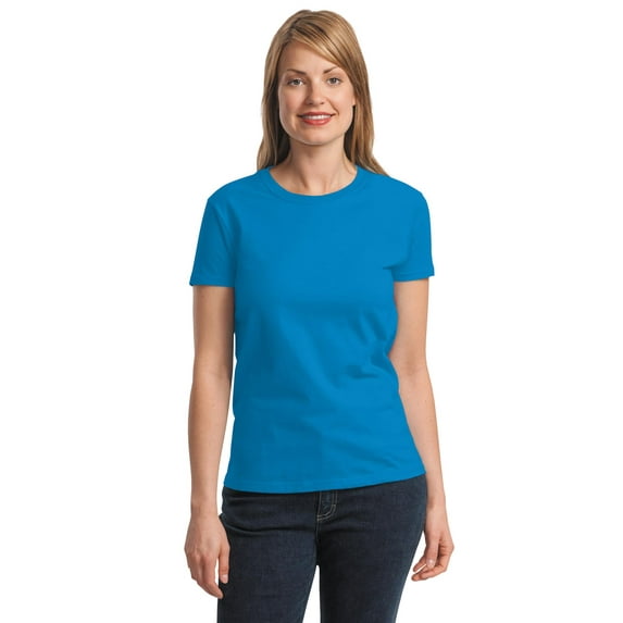 Gildan Women's 100 Percent Cotton Short Sleeve Taped Neck T-Shirt. 2000L