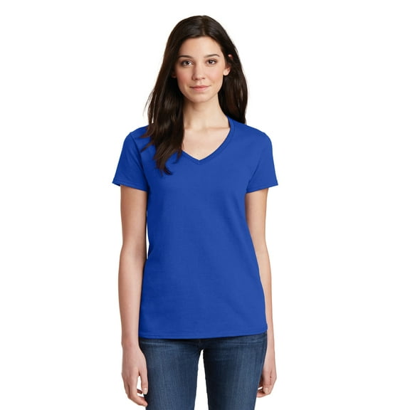 Gildan Women's 100 Percent Cotton Short Sleeve V-Neck T-Shirt - 5V00L