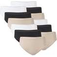 thumbnail image 1 of Gildan Women's Cotton Hi Cut Panties, 12 Pairs, Black/White/Nude, 3X, 1 of 3
