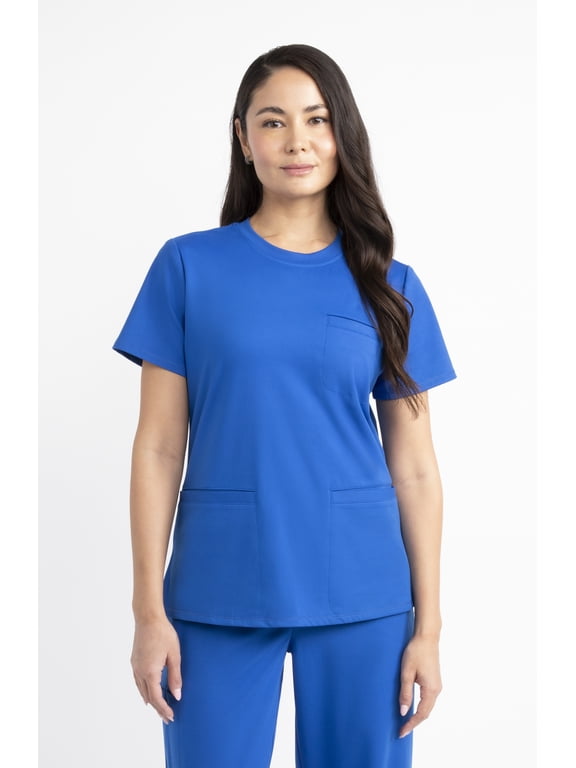 Women’s Crew Neck Scrub Top, 2-Way Stretch, Sizes XS-2XL