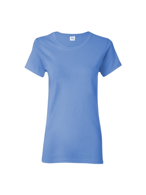 Women's Heavy Short Sleeve T-Shirt 100% Cotton Durable Plain Soft Tee (Carolina-Blue, S)