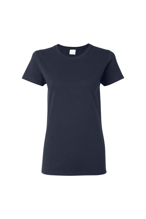 Women's Heavy Short Sleeve T-Shirt 100% Cotton Durable Plain Soft Tee (Navy, 2XL)