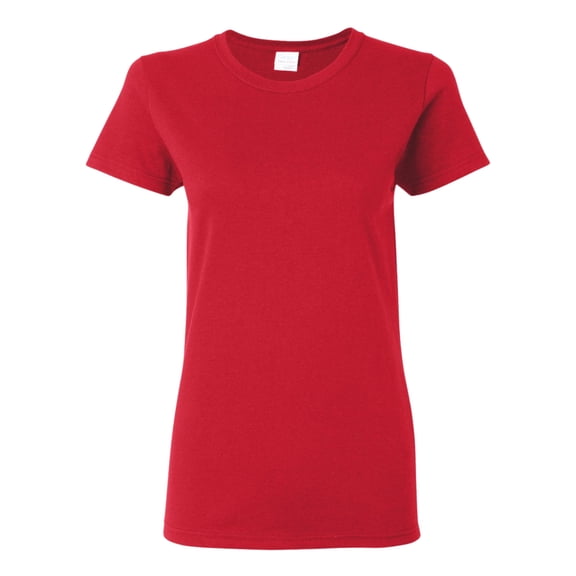 Gildan Women's Heavy Short Sleeve T-Shirt 100% Cotton Durable Plain Soft Tee (Red, M)